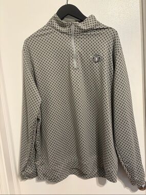Peter Millar Medinah Country Club Gray and Black Patterned Quarter-Zip Pullover
